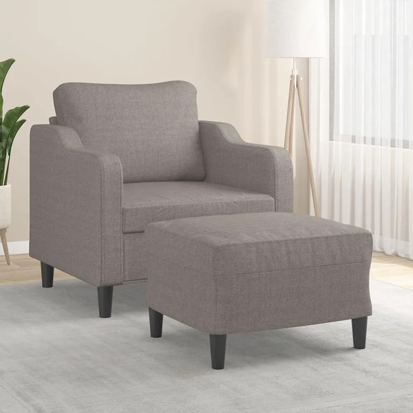 Sessel Mit Hocker Taupe Stoff 60 Cm Sitzbreite-image