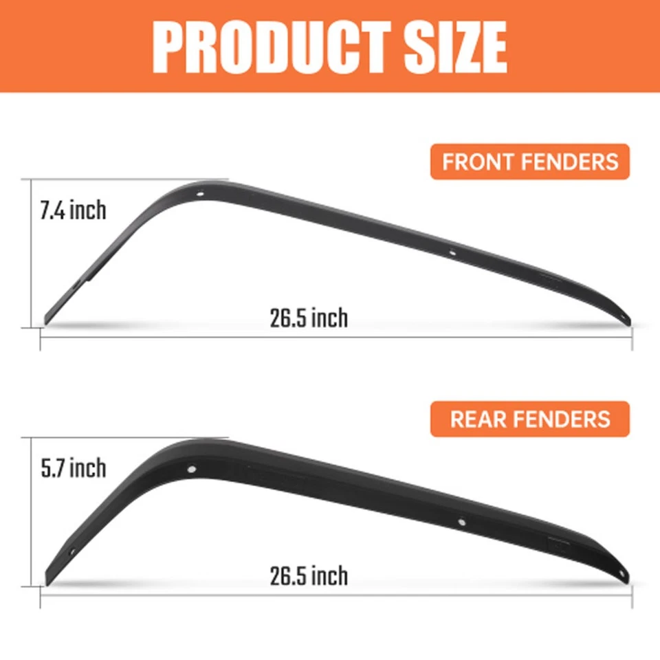 4Pcs Front & Rear Fender Flares For 2007-2018 Jeep Wrangler JK JKU W/ Hardware Foto 3 de 4
