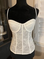New Zara Corset Bustier Top Tank Adjustable Straps Lace White Side Zip Sz Small