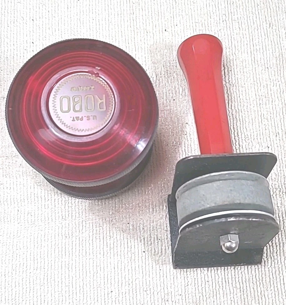Vintage Robo Knife Sharpener Red Lucite 1950's, Holco NY HOLMBERG SET OF 2