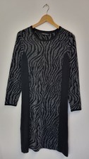 Micha Ladies Black Silver Animal Print Small Knitted Midi Dress -Sparkle- Glitzy