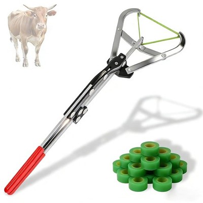 Cattle Banding Tool Kit, Stainless Steel Large Expander Pliers with 24pcs Rubber