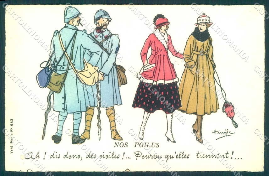 Hemjic firmato dall'artista? Cartolina Fashion Glamour Lady Soldier Nos Poilus VK9498