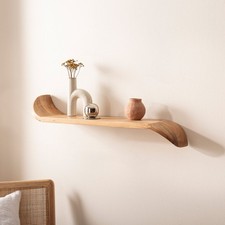 Mensola da parete in legno massello di mango moderna sospesa legno fatta a mano curva