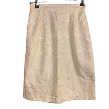 VTG Handmade White Knee Length Skirt XS Tapestry Metallic Floral Cottagecore