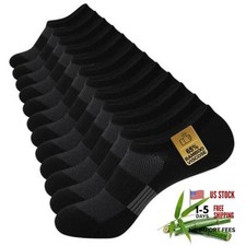 No Show Socks Men, Rayon from Bamboo Low Cut Thin Ankle 10-13 Black 6 Pairs