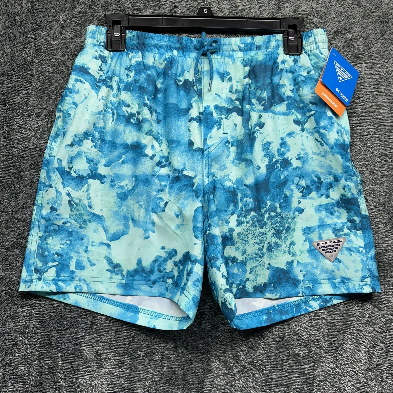 Columbia PFG Mens Size 2XL Blue Rambler Printed Water Athletic Shorts