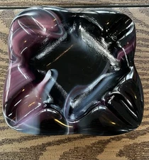 Multi-Colored Retro Funky Vintage Ceramic Ashtray Tie Dyed Marbled Vibes