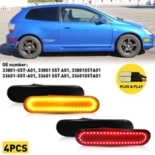 Smoke Lens Marker LED Side Lights Amber Fit Red 02-05 Honda Si Civic EP3 3DR