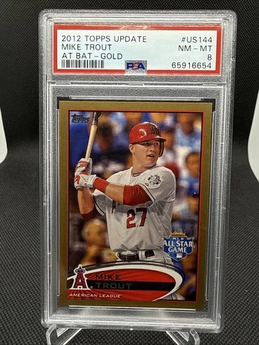 2012 Topps Baseball Update Mike Trout At Bat-Gold #US144 PSA 8!!