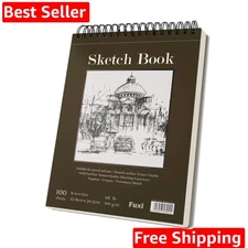 9" x 12" Sketch Book, Top Spiral Bound Sketch Pad, 100 Sheets 68lb/100gsm Aci...