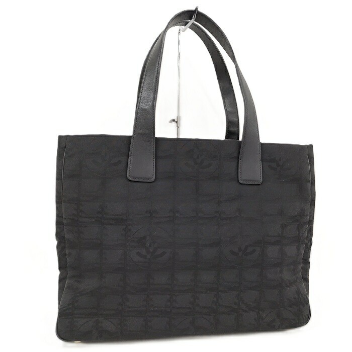 Chanel Black Nylon Leather Travel Tote Bag 34x26cm Pre-Owned