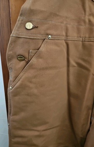 NWT CARHARTT R02 Insulated Duck Bib Overalls Brown 50x30 Lined - Picture 6 of 16
