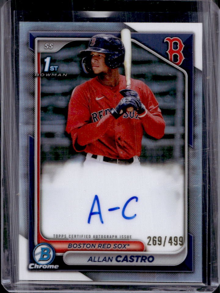 2024 Bowman Allan Castro Chrome Auto Refractor 1st #269/499 Red Sox