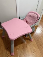 babyjoy Pink/Gray High Chair w/ Removable Tray Safety Harness