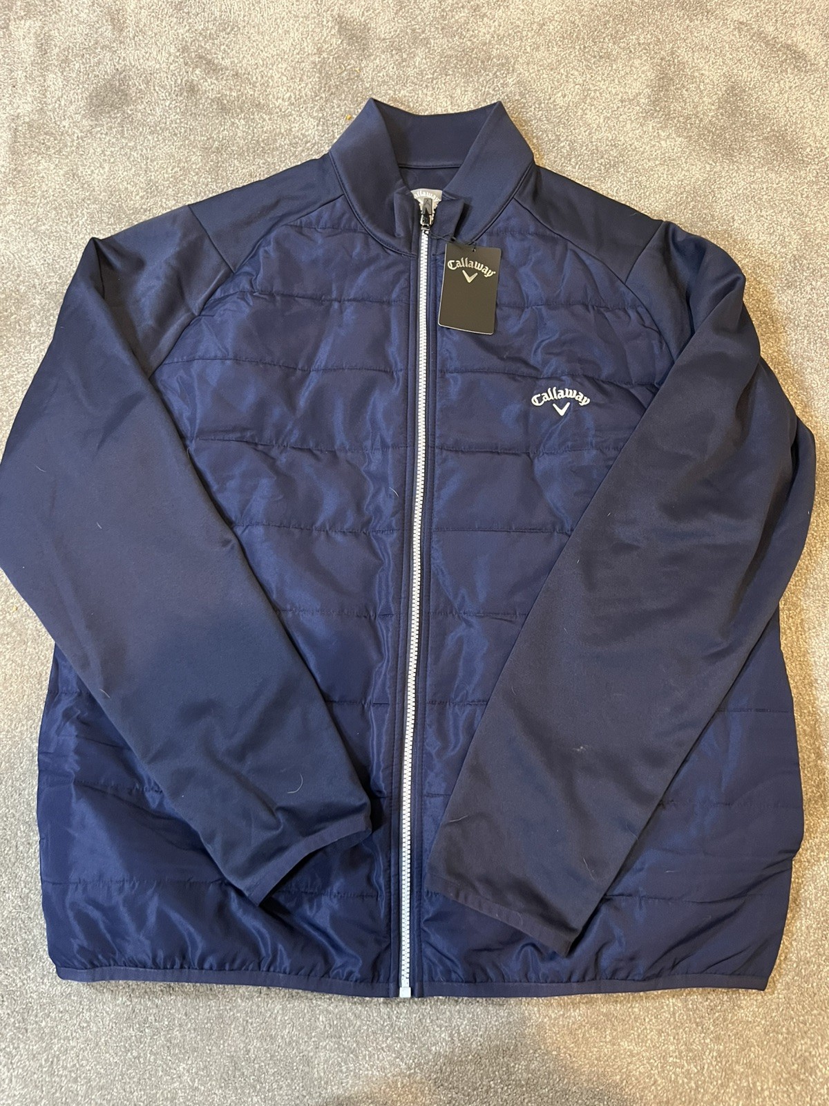 NWT Callaway Men's Blue/Peacoat Two Tone Full Zip Long Sleeved Golf Jacket XL