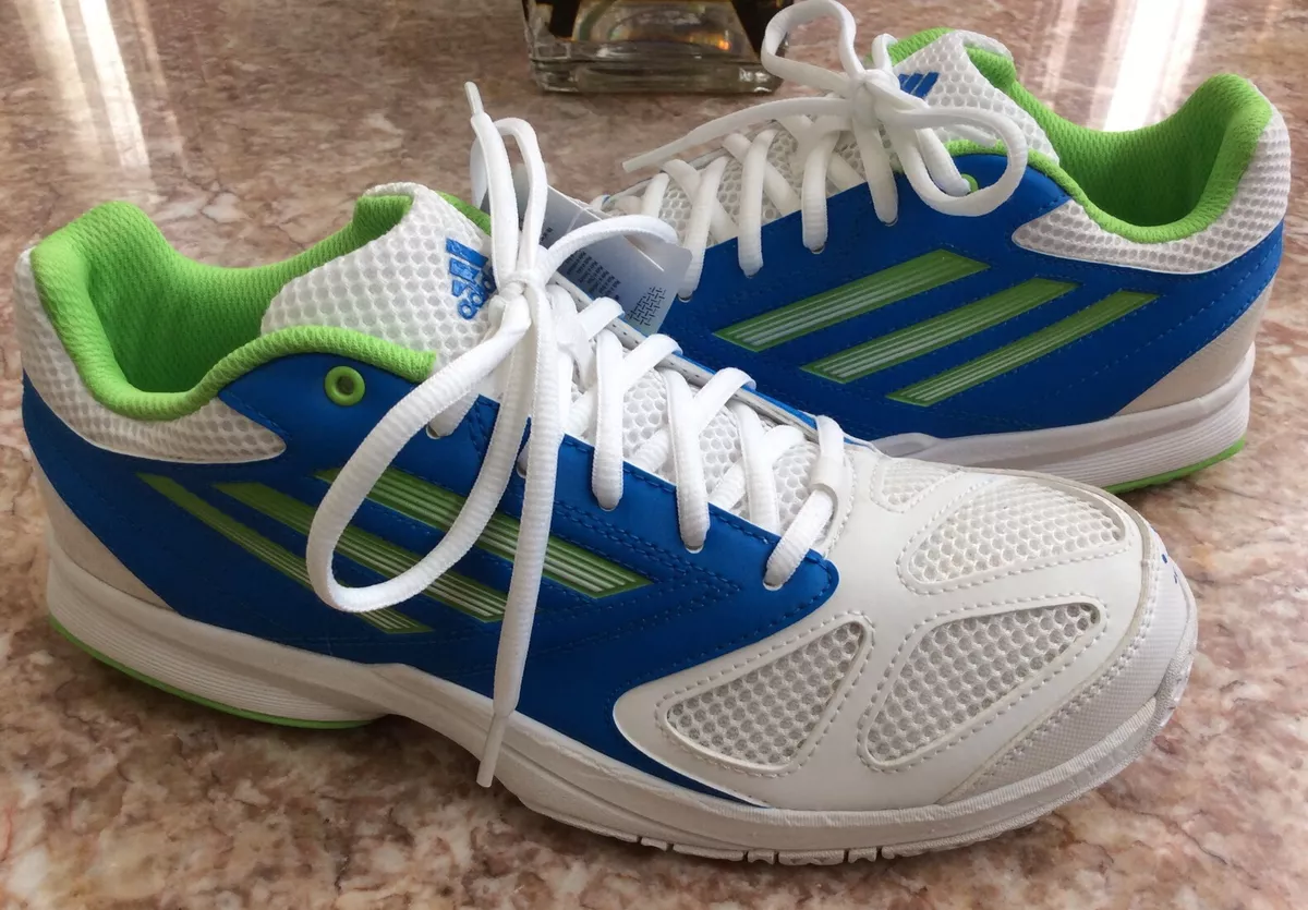 New Adidas Feather Team 2 Men s White Blue Green Handball Shoes