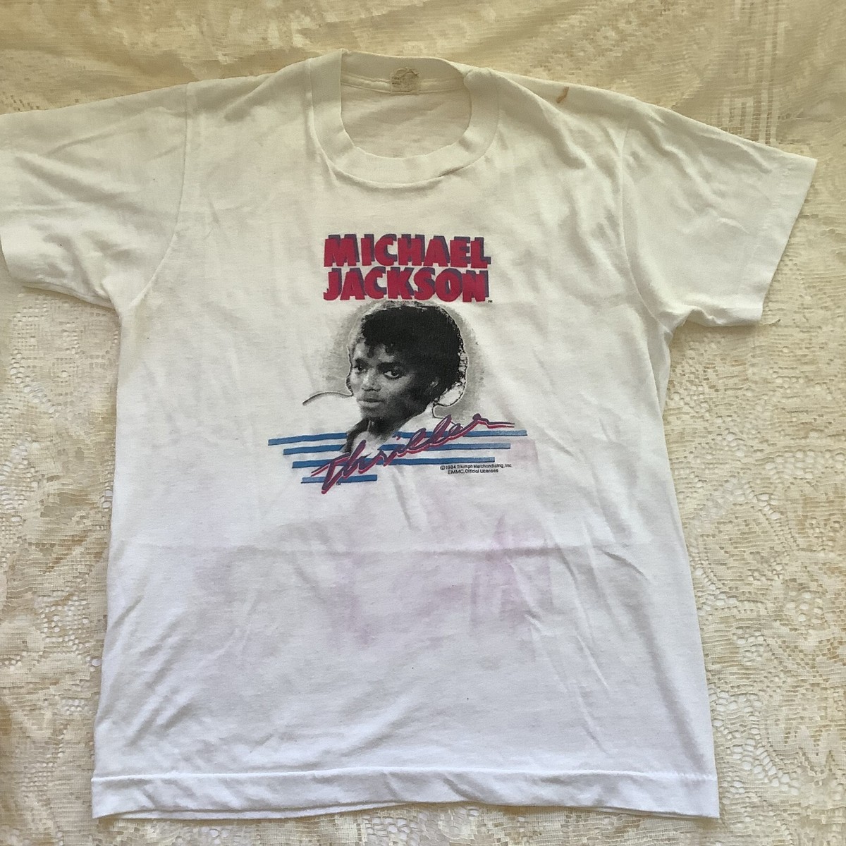 Vintage 1984 thin sheer grungy Micheal Jackson Thriller Vintage 1984 thin sheer grungy Micheal Jackson Thriller