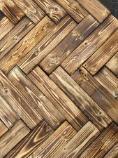 40 x  Scorched Wooden Tiles - Rustic Effect - Ideal Herringbone - 360 x 75mm