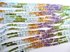 Lotto N°7 Fili Misti Acquamarina/Citrino/Ametista/Peridot 4x6mm. ,Lunga cm.40 .