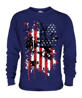 USA STAR BANNER ABSTRACT FLAG UNISEX SWEATER PULLOVER SWEATER MENS WOMENS