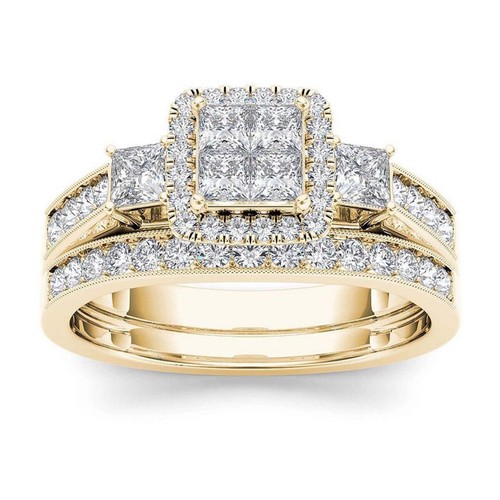 Gorgeous 18k Yellow Gold Plated Rings Women White Wedding Rings Sz 6-10 - Picture 17 of 24