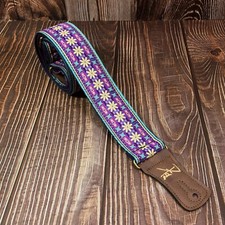 Handmade Vegan Flower Chain Guitar / Bass Strap - Space Oddity Model