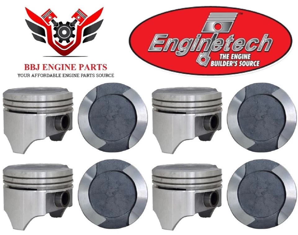 (8) Ford 400 Modified V8 71 - 82 Enginetech Dish Top Pistons With Rings  - Image 3 of 4