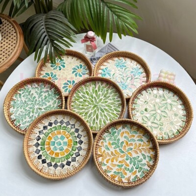 Rattan woven tray shell, fruit breakfast basket Nordic bamboo Dim sum basket