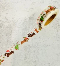 Merry Christmas Dogs  Washi Tape Papercraft Planner Supply Holiday  Crafts