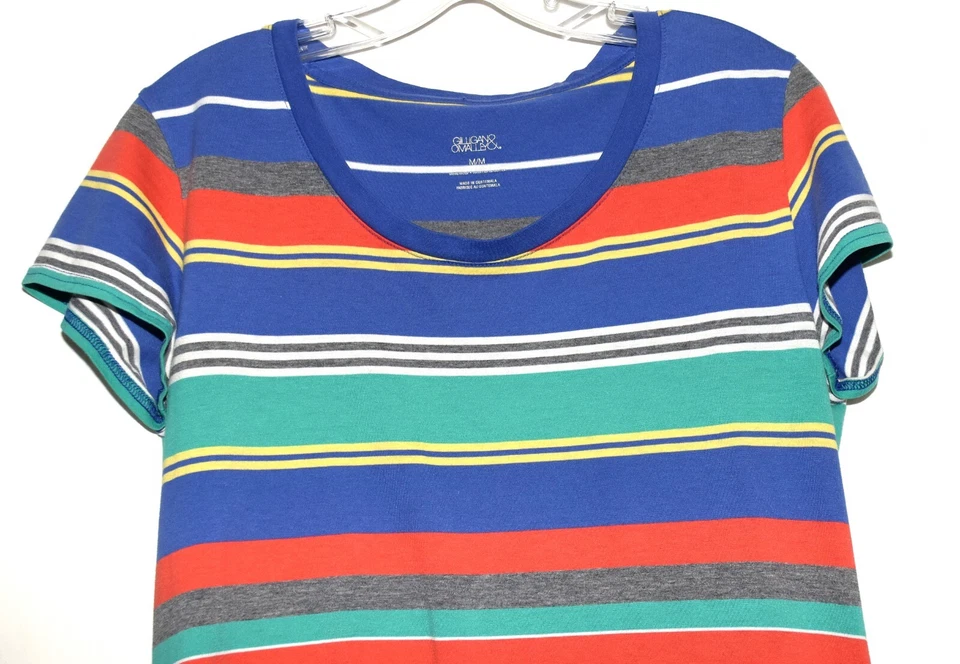 Gilligan O'malley Azul Naranja Verde Rayas Camiseta Prendas para Dormir Vestido Talla M Foto 2 de 4