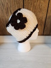 HANDMADE CROCHETED HEADBAND/EAR WARMERS IVORY/CREME AND BROWN READY TO SHIP