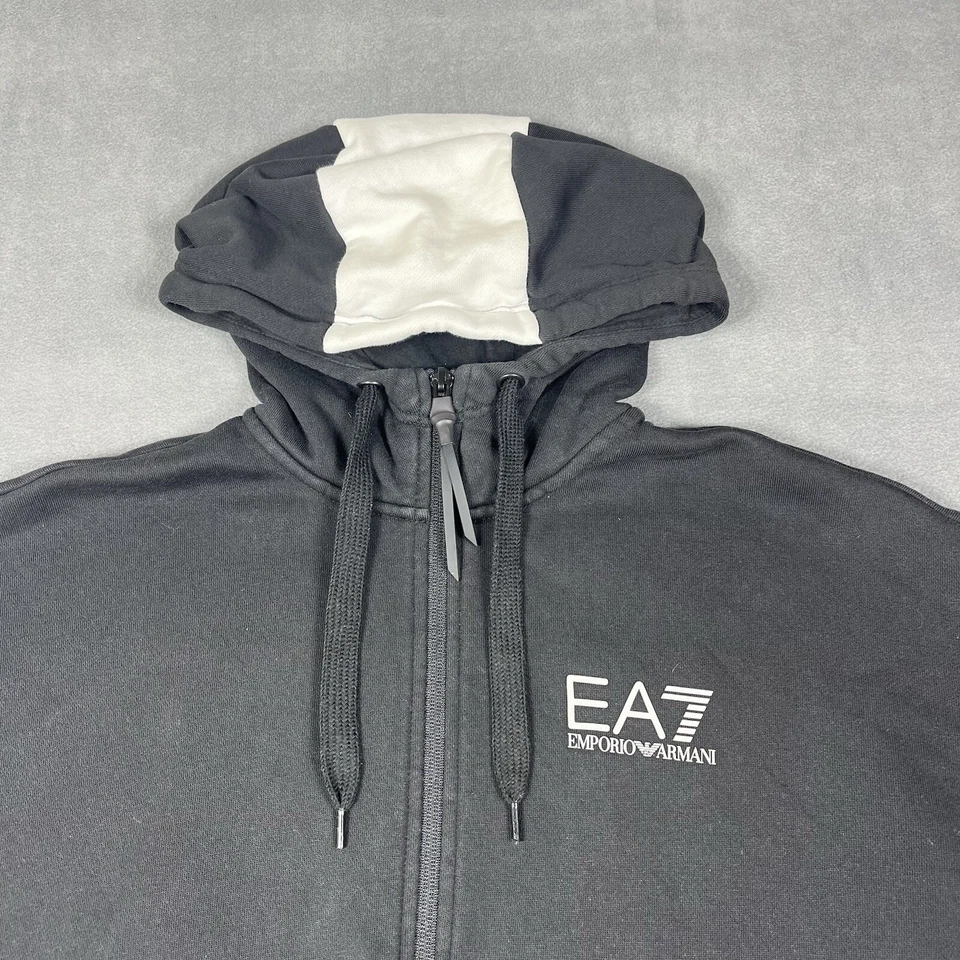 Emporio Armani EA7 Suéter Para Hombres S Blanco Negro Gris Pullover Sudadera con Capucha Diseñador Foto 2 de 4