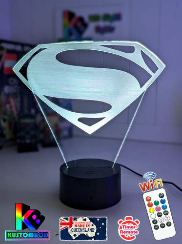 SUPERMAN MAN OF STEEL SUPERHERO 3D LED Battery USB Night Light 7 Colour Lamp - Picture 6 of 10
