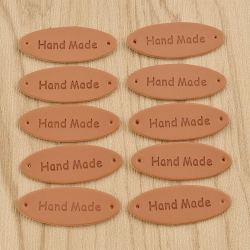 50PCS HANDMADE PU Leather Labels Tags Clothing Garments Bags Shoes Sewing Craft - Picture 2 of 20
