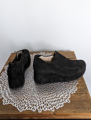 Brand New, Black Suede Platform Wedge Casual Dress Shoes by Kelton, Size US 6