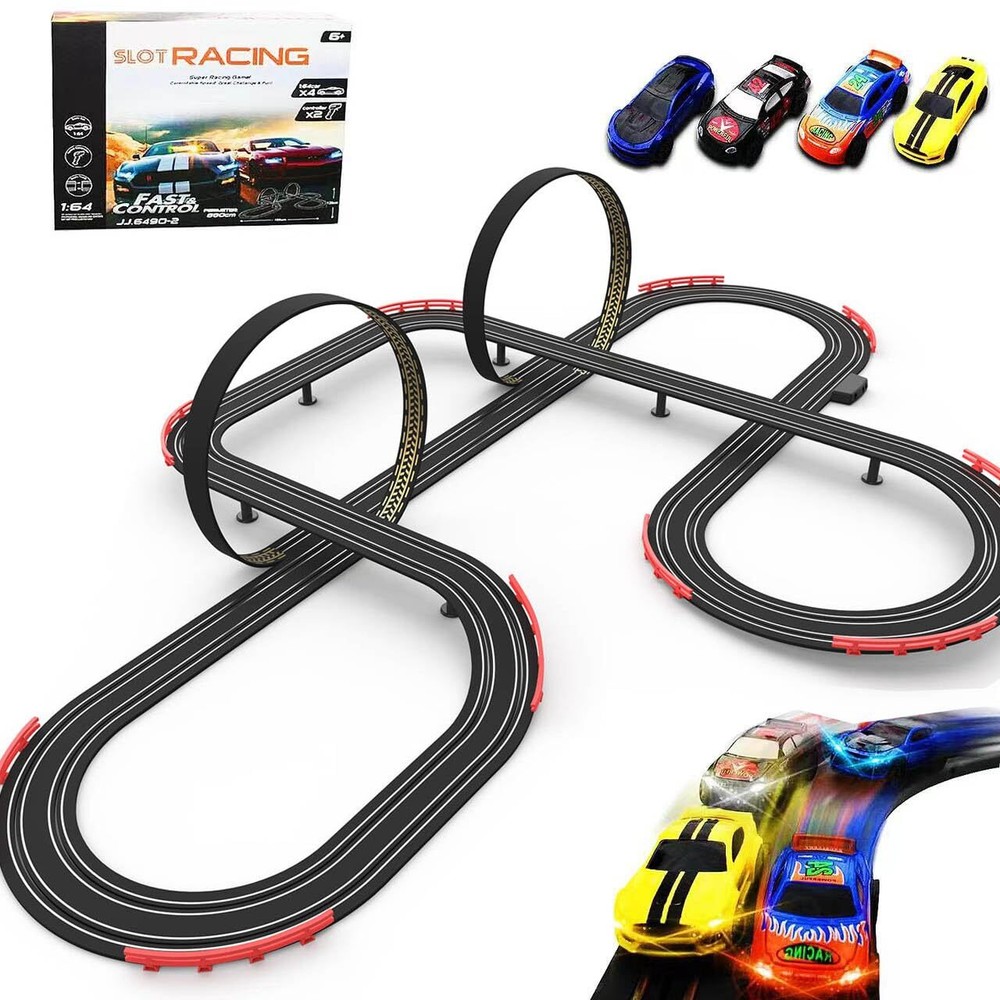 Slot Racing Car Track Sets 28Ft Electric Powered Race Tracks for Boys and Kid...