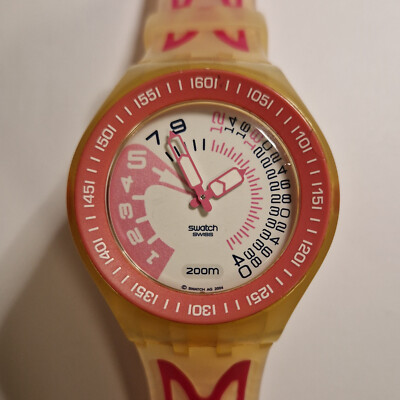 Swatch Fun Scuba Uhr ROSE WATER SUGK103 Tiefenmesser Diver Sub Funktioniert