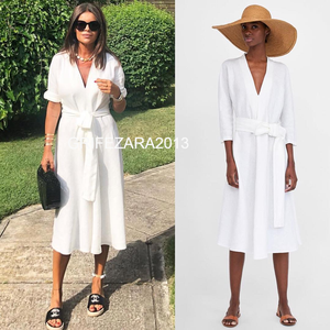 zara white linen dress