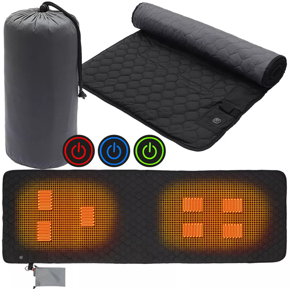 Heated top camping mat