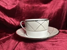 Haviland Clair De Lune Platinum Arches Tea Coffee Cup Saucer Set Limoges