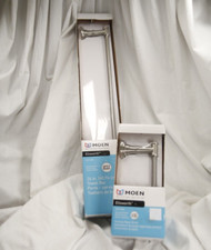 Moen brushed nickel: 24 in towel bar and Moen pivoting paper holder