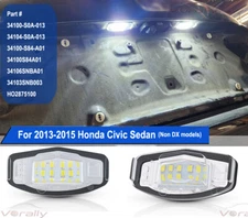 2X LED License Plate Light White 6000K For Honda Civic 2013 2014 2015 Sedan