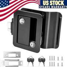RV Paddle Entry Door Lock Latch Handle Knob Deadbolt For Camper Trailer Black `