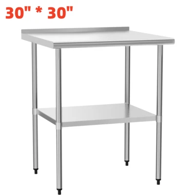 KICHKING 30" x 30" Stainless Steel NSF Commercial Kitchen Prep Work Table w/ Backsplash