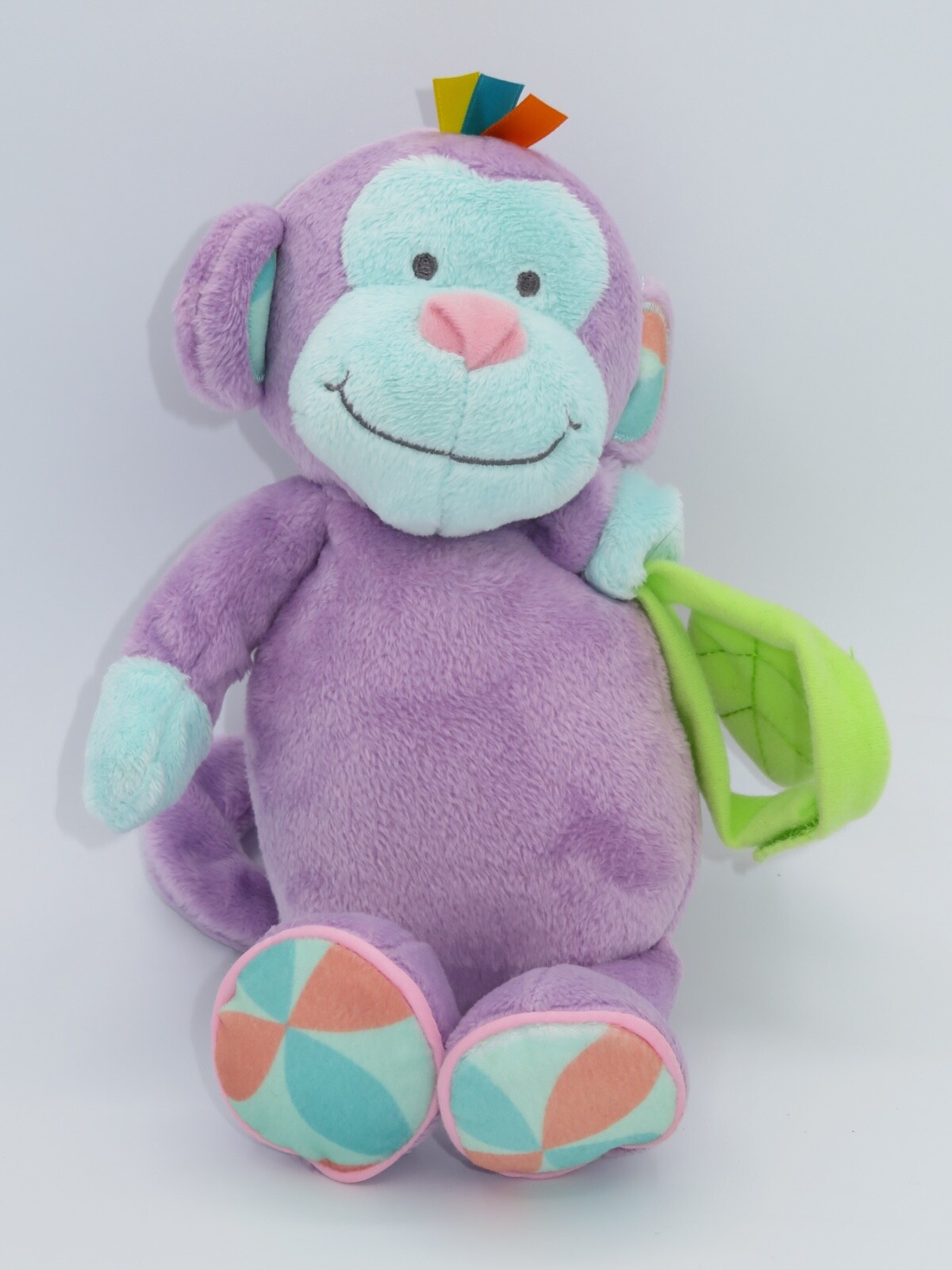 Manhattan Toy Co Lavender BON BON Monkey Pull Musical Baby Toy Mozart Lullaby