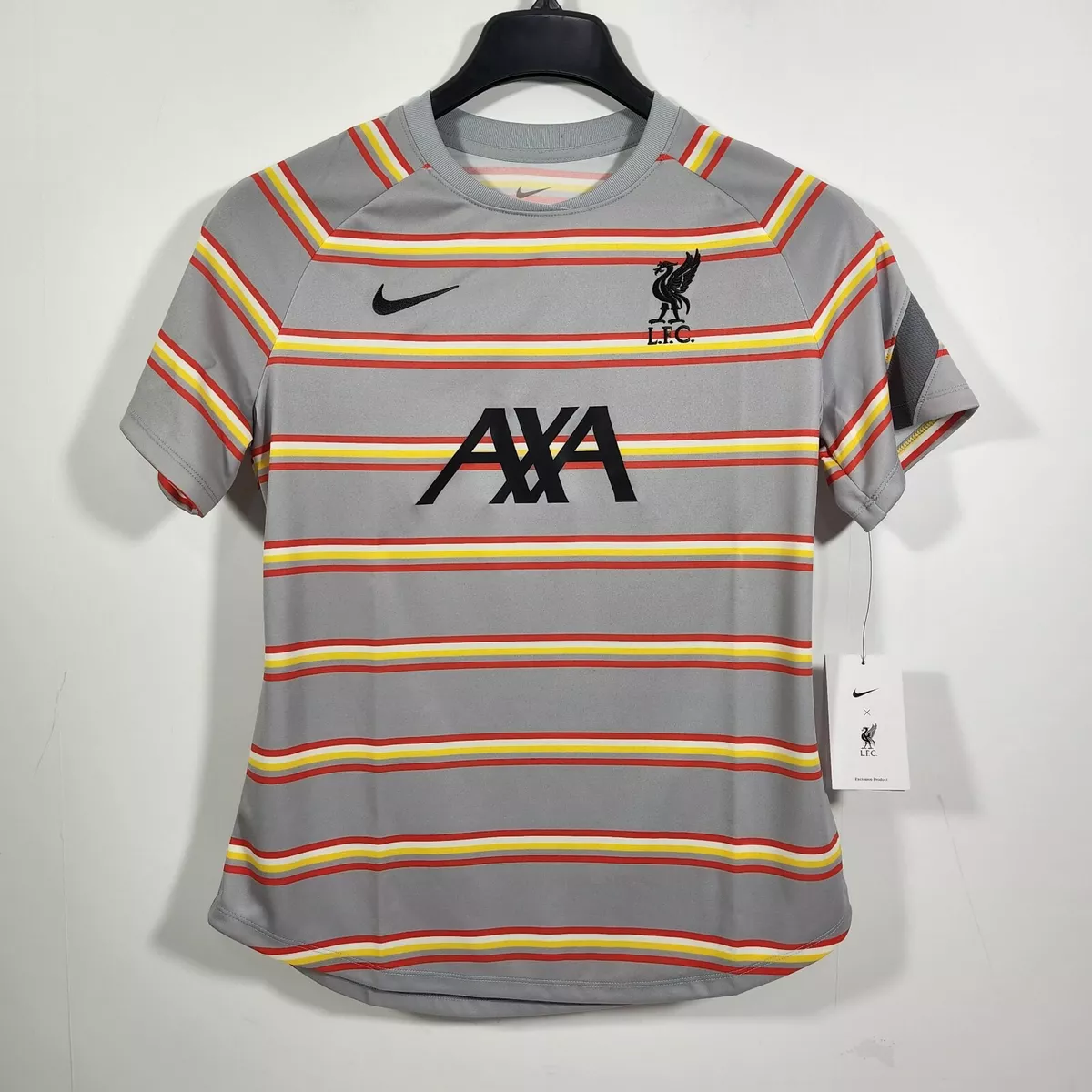 Nike Liverpool FC Jersey Womens Medium Gray Striped Pre Match