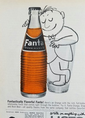 1962 Fanta Orange Soda Gerippt Flasche Fantastically Flavorful Anzeige Ebay
