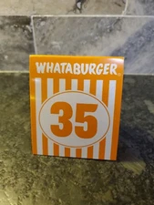WHATABURGER TABLE TENT No. 35 Place CARD TEXAS HAMBURGER RESTAURANT #35