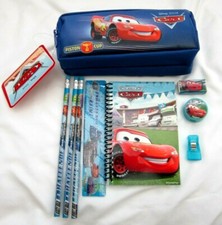 Disney Pixar Cars Blue Pencil Case Pouch and Stationary Set Combo-Brand New 